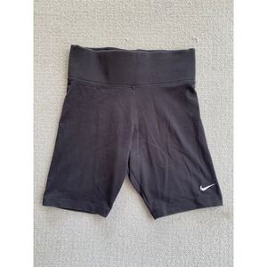 Nike Biker Shorts Womens S Black High Waisted Athletic Swoosh Logo Activewear